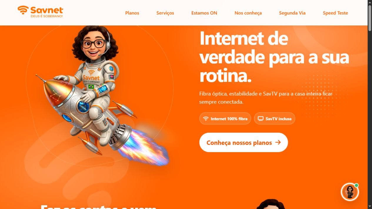 Prévia do site Savnet Serviços e Internet